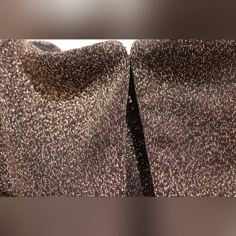 Alex Evenings Plus Size Off-the-Shoulder Side-Slit Glitter Dress - Black/Copper - Picture 12 of 12